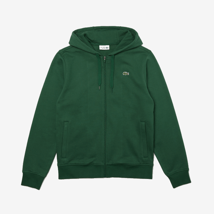 hombres Lacoste 6F241163 verde s30 sudadera con capucha deportiva ligera de dos materiales