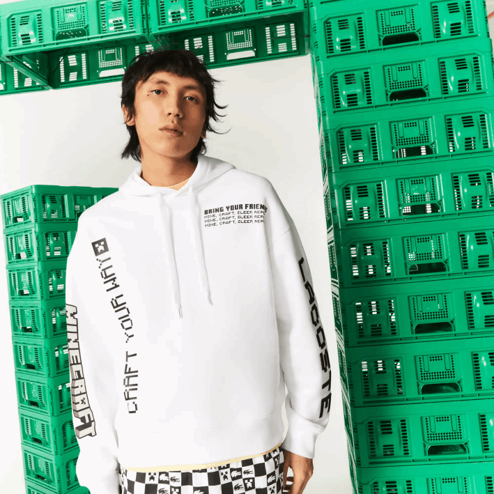 hombres Lacoste 6F241165 blanco 001 sudadera con capucha de polar holgada live x minecraft