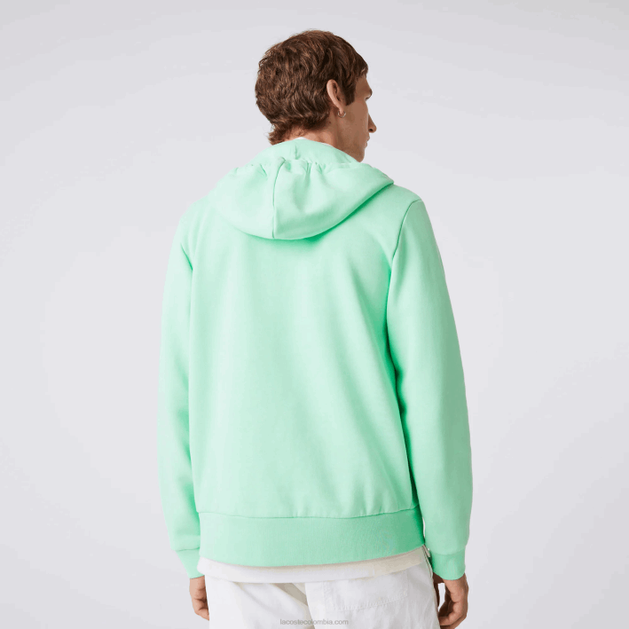 hombres Lacoste 6F241171 verde claro 0vz sudadera con cremallera y bolsillo canguro