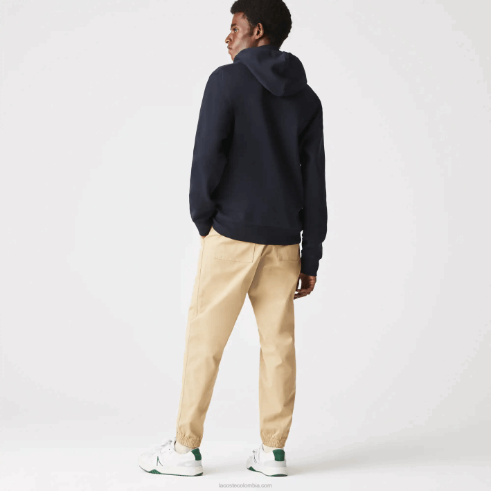 hombres Lacoste 6F241177 fondo azul marino sudadera con cremallera y capucha en mezcla de algodón