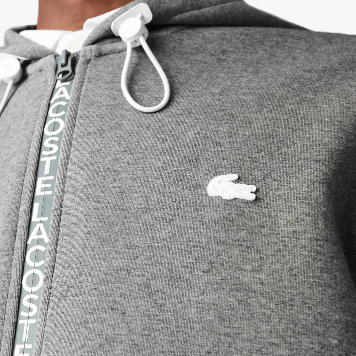 hombres Lacoste 6F241178 lomo gris 1vq sudadera con cremallera y capucha en mezcla de algodón