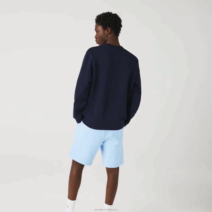hombres Lacoste 6F241181 azul marino 166 sudadera de felpa de algodón orgánico hecha en Francia