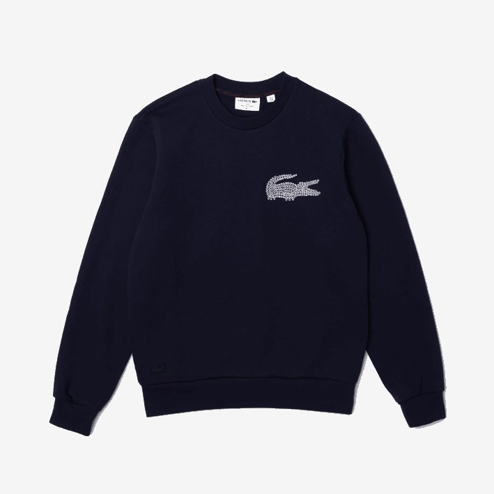 hombres Lacoste 6F241181 azul marino 166 sudadera de felpa de algodón orgánico hecha en Francia