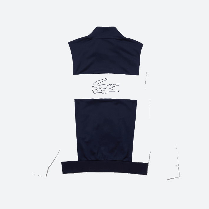 hombres Lacoste 6F241205 blanco azul marino r20 sudadera sport piqué cremallera