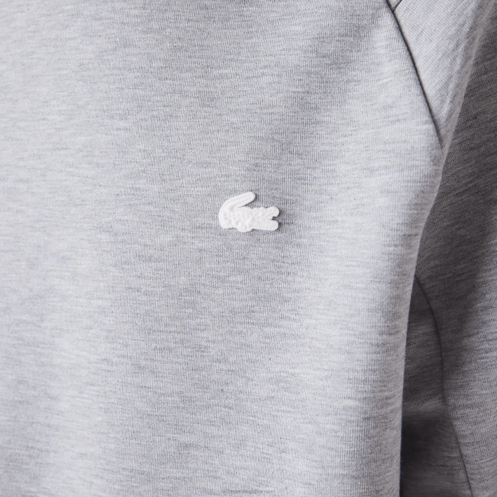 hombres Lacoste 6F241224 lomo gris cca sudadera con capucha de ajuste clásico