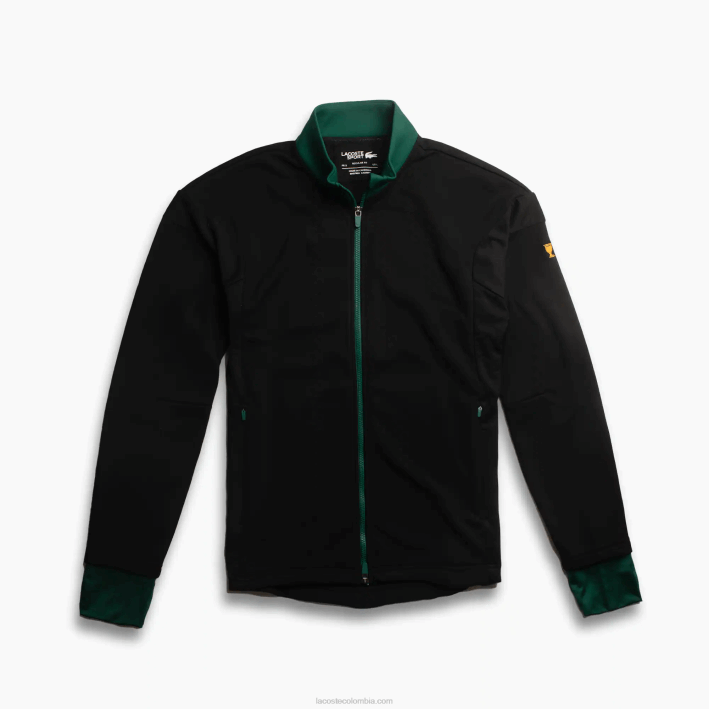 hombres Lacoste 6F241244 negro verde qtx sudadera con cremallera de la Copa del Presidente