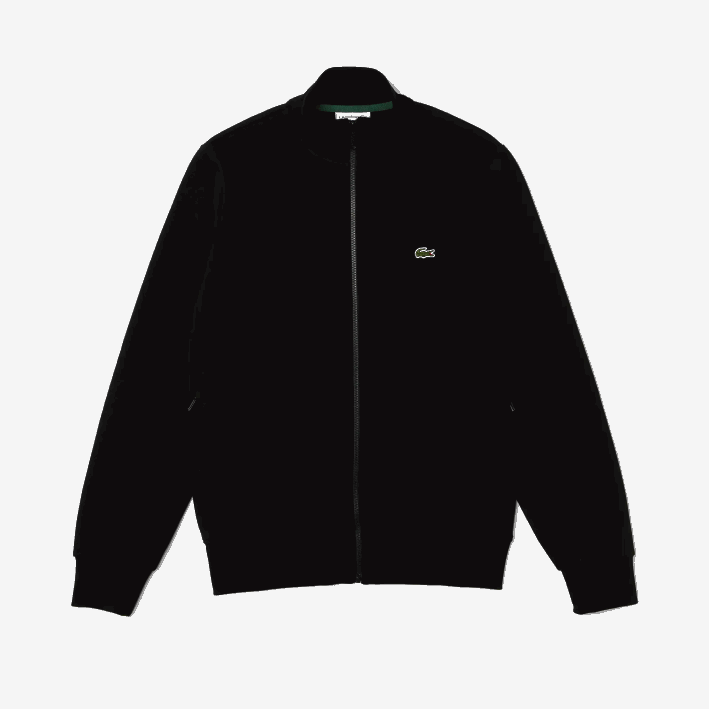 hombres Lacoste 6F241269 negro 031 sudadera regular fit de felpa cepillada con cremallera