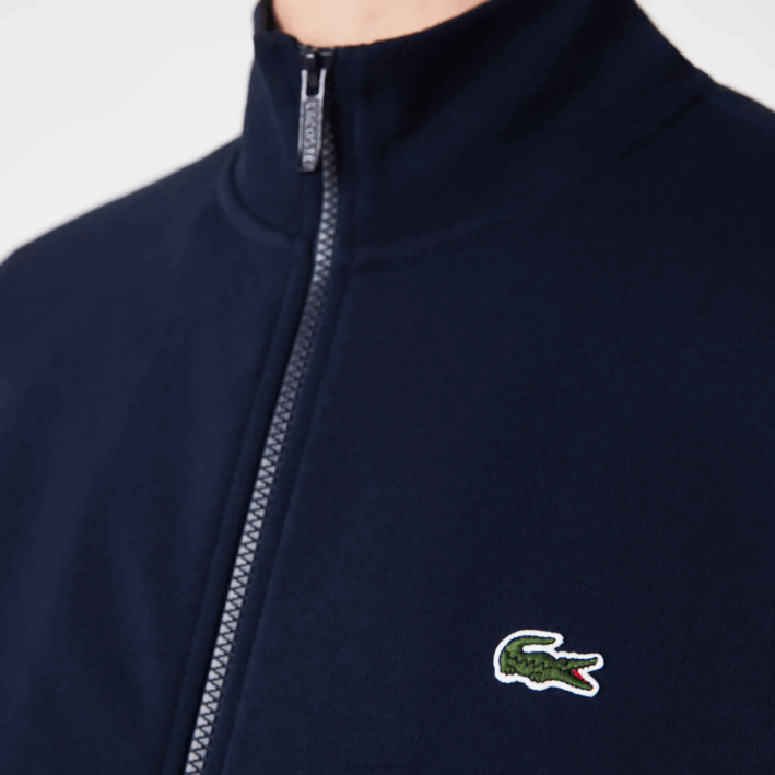 hombres Lacoste 6F241270 azul marino 166 sudadera regular fit de felpa cepillada con cremallera