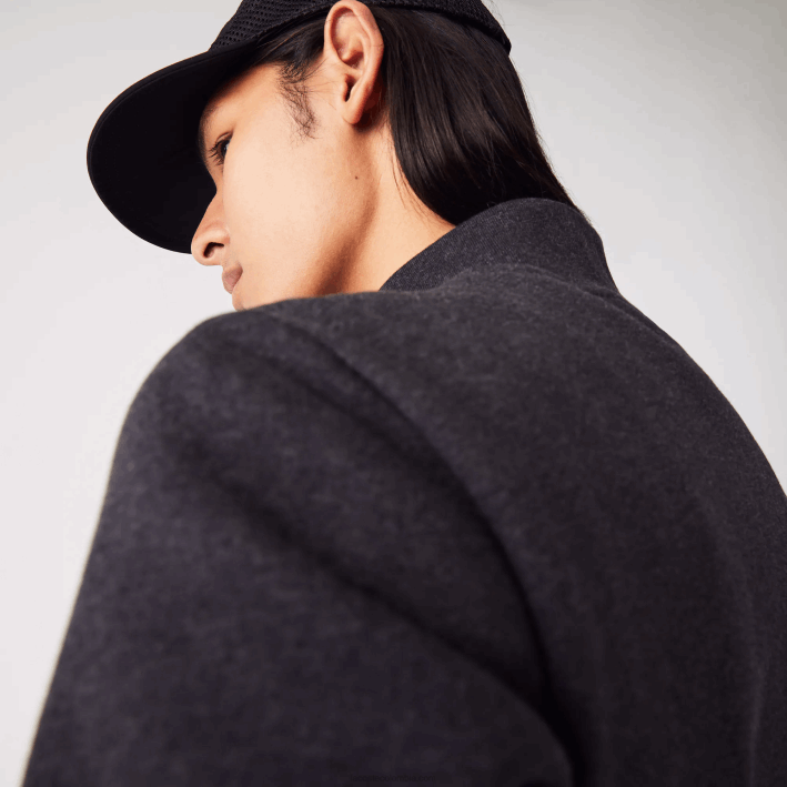 hombres Lacoste 6F241271 gris el6 sudadera regular fit de felpa cepillada con cremallera