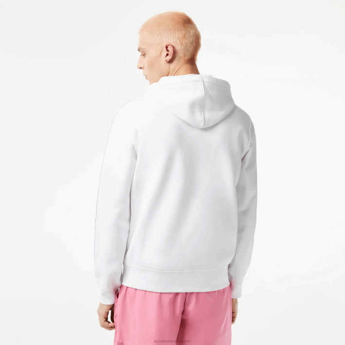 hombres Lacoste 6F2412 blanco 001 sudadera con cremallera y corte clásico con rayas de la marca