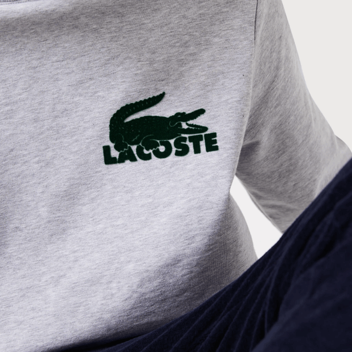 hombres Lacoste 6F241386 gris chino verde y9k sudadera de felpa de algodón