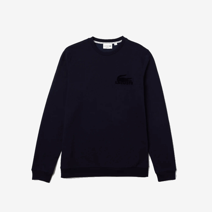 hombres Lacoste 6F241388 azul marino 423 sudadera de felpa de algodón