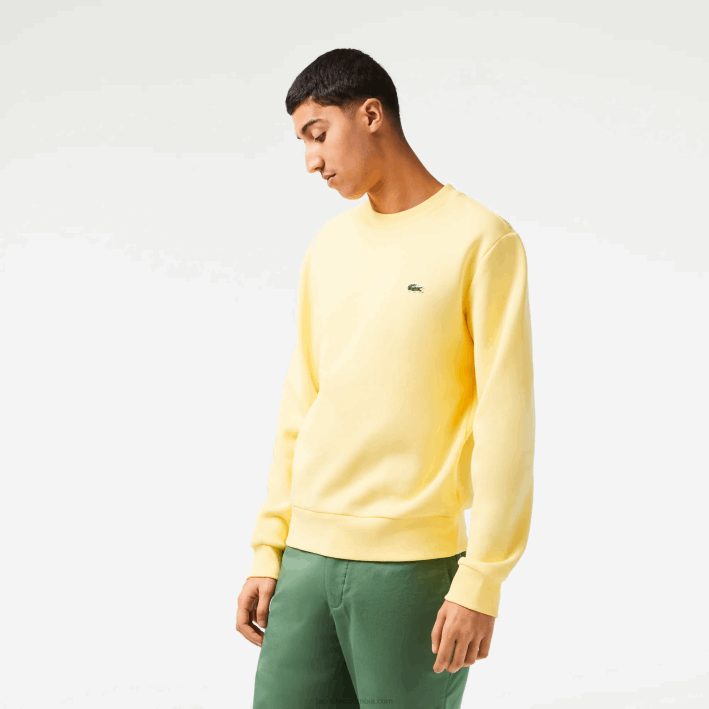 hombres Lacoste 6F24271 amarillo 107 sudadera de algodón orgánico peinado
