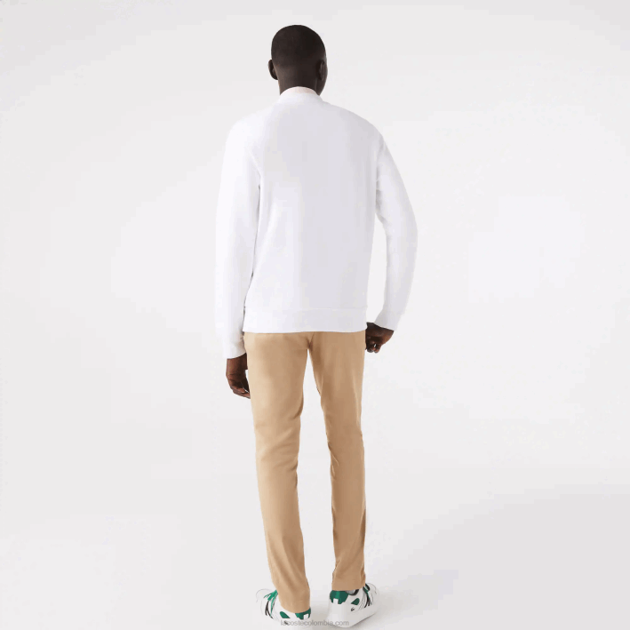 hombres Lacoste 6F24272 blanco 001 sudadera de algodón orgánico peinado