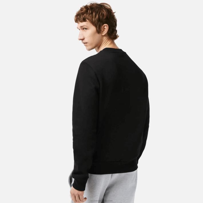 hombres Lacoste 6F24273 negro 031 sudadera de algodón orgánico peinado