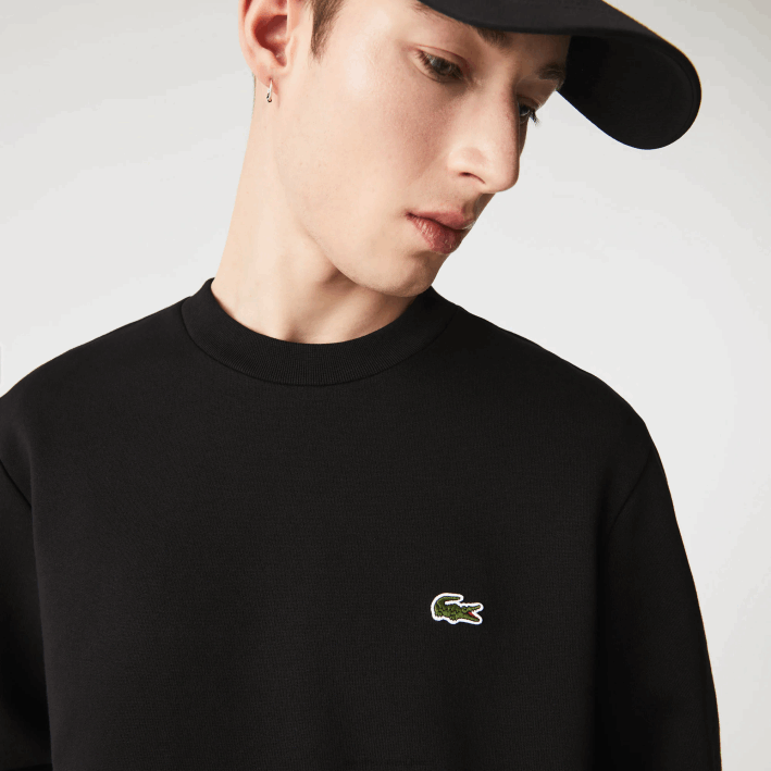 hombres Lacoste 6F24273 negro 031 sudadera de algodón orgánico peinado