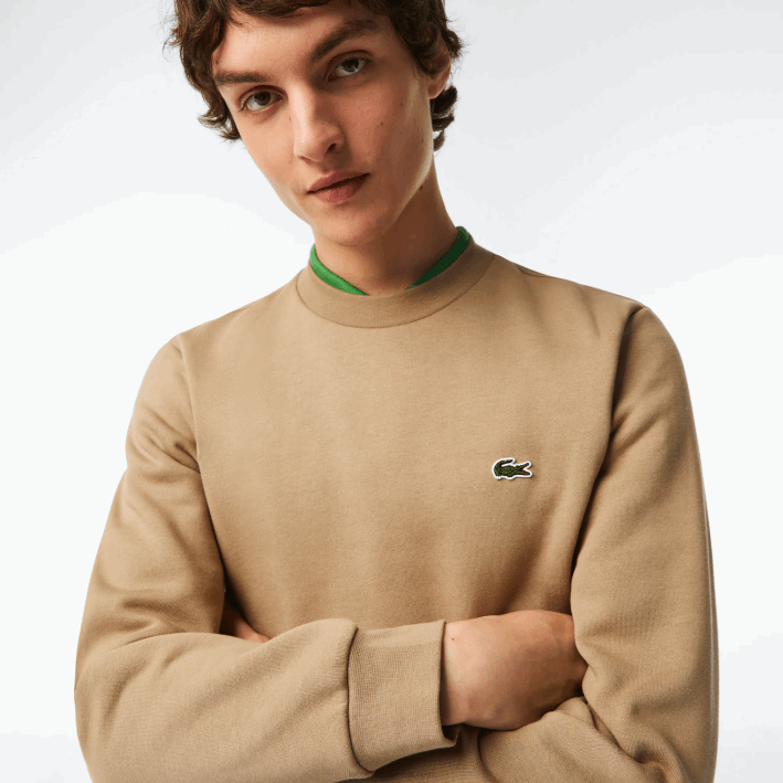 hombres Lacoste 6F24289 beige cb8 sudadera de algodón orgánico peinado