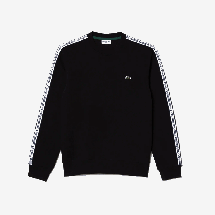 hombres Lacoste 6F24290 negro 031 sudadera de corte clásico con rayas del logo
