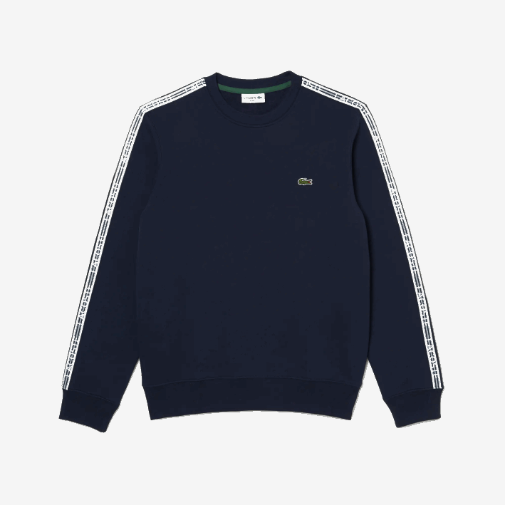 hombres Lacoste 6F24291 azul marino 166 sudadera de corte clásico con rayas del logo