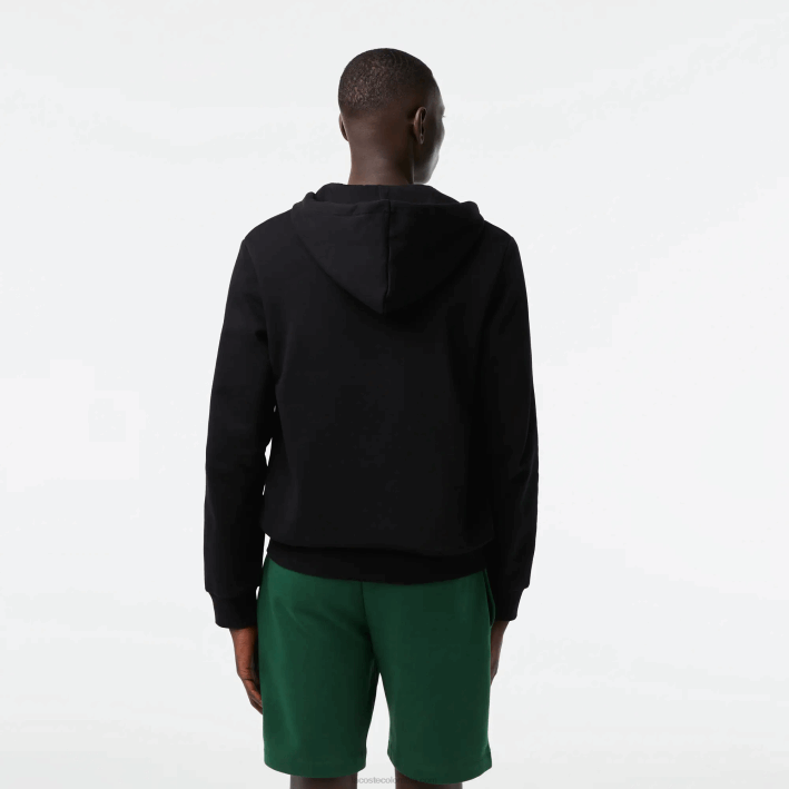 hombres Lacoste 6F24296 negro 031 sudadera con cremallera y bolsillo canguro