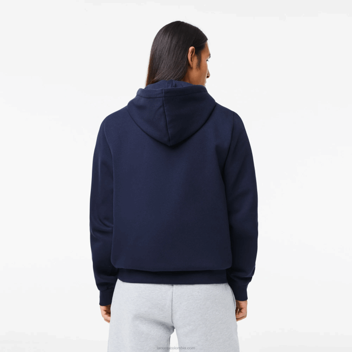 hombres Lacoste 6F24297 azul marino 166 sudadera con cremallera y bolsillo canguro