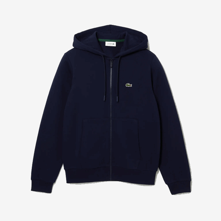 hombres Lacoste 6F24297 azul marino 166 sudadera con cremallera y bolsillo canguro