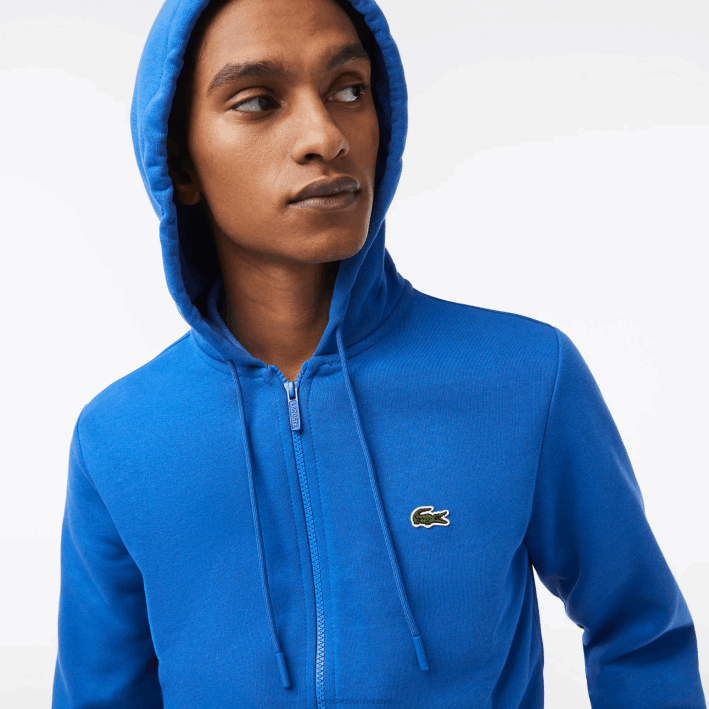 hombres Lacoste 6F24298 kxb azul sudadera con cremallera y bolsillo canguro