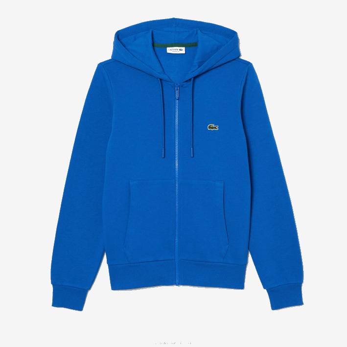 hombres Lacoste 6F24298 kxb azul sudadera con cremallera y bolsillo canguro
