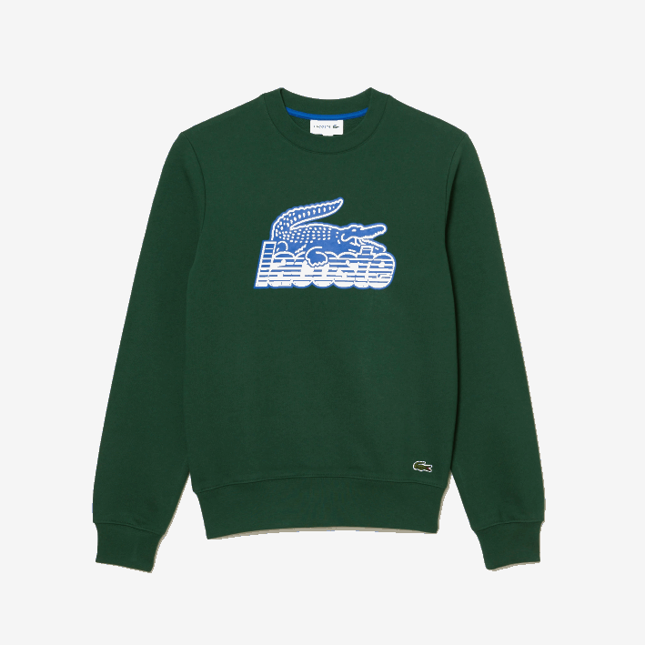 hombres Lacoste 6F24299 verde 132 sudadera polar sin cepillar con cuello redondo