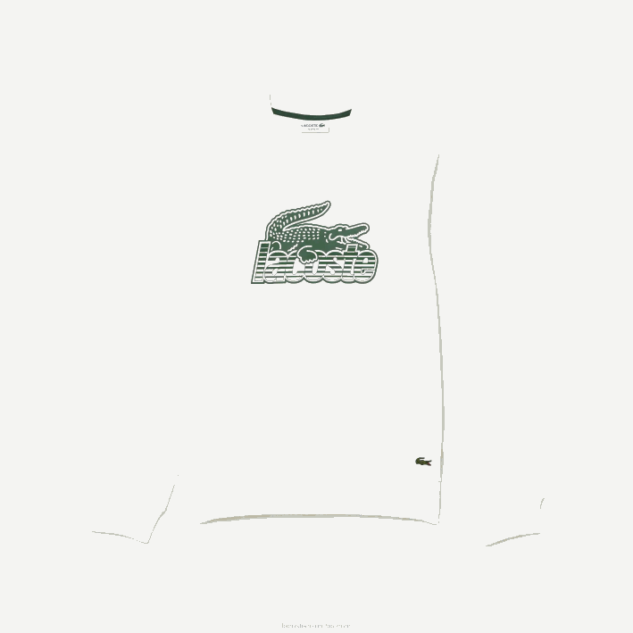 hombres Lacoste 6F24302 blanco 70v sudadera polar sin cepillar con cuello redondo