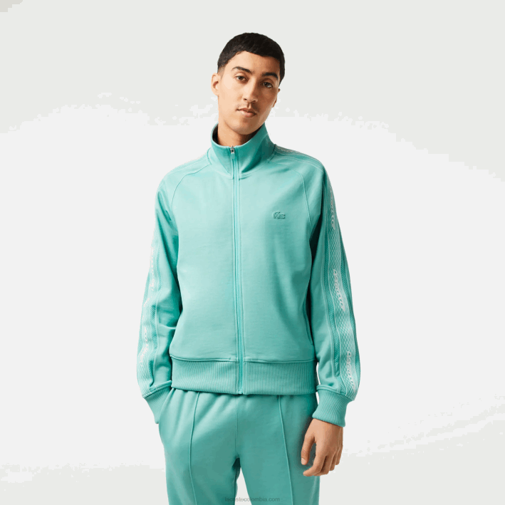 hombres Lacoste 6F2430 verde 3a4 sudadera regular fit de piqué con cremallera