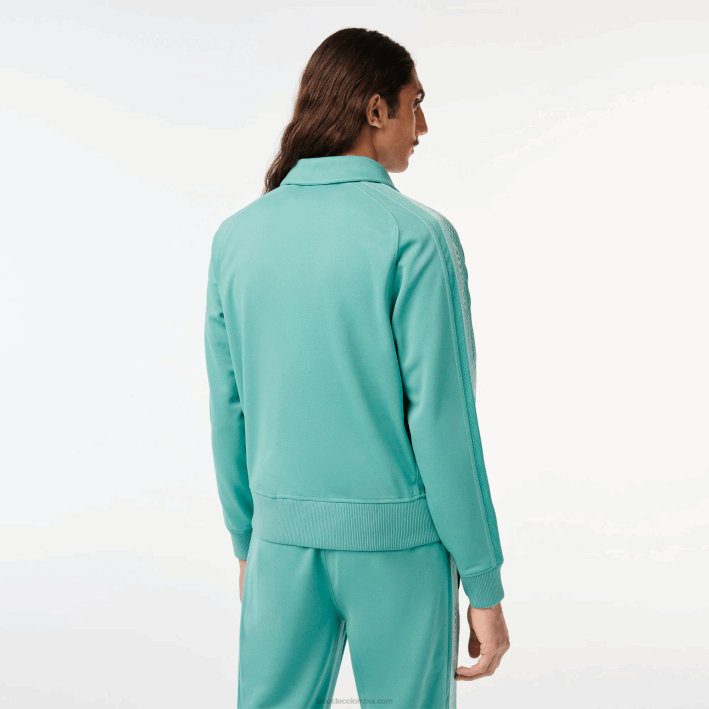 hombres Lacoste 6F2430 verde 3a4 sudadera regular fit de piqué con cremallera