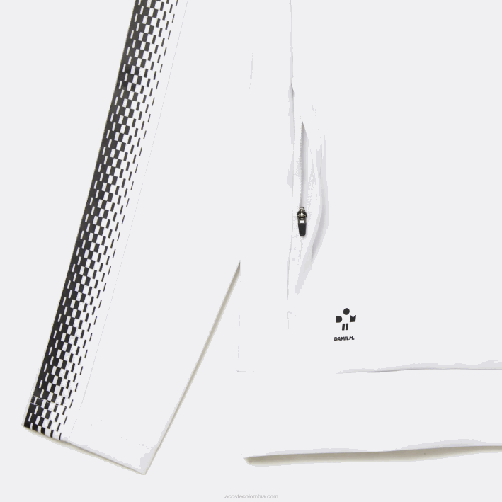 hombres Lacoste 6F24311 blanco amarillo wui tenis x daniil medvedev sudadera con cremallera