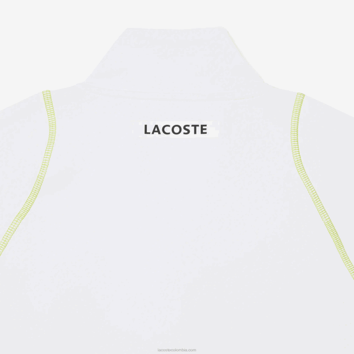 hombres Lacoste 6F24311 blanco amarillo wui tenis x daniil medvedev sudadera con cremallera