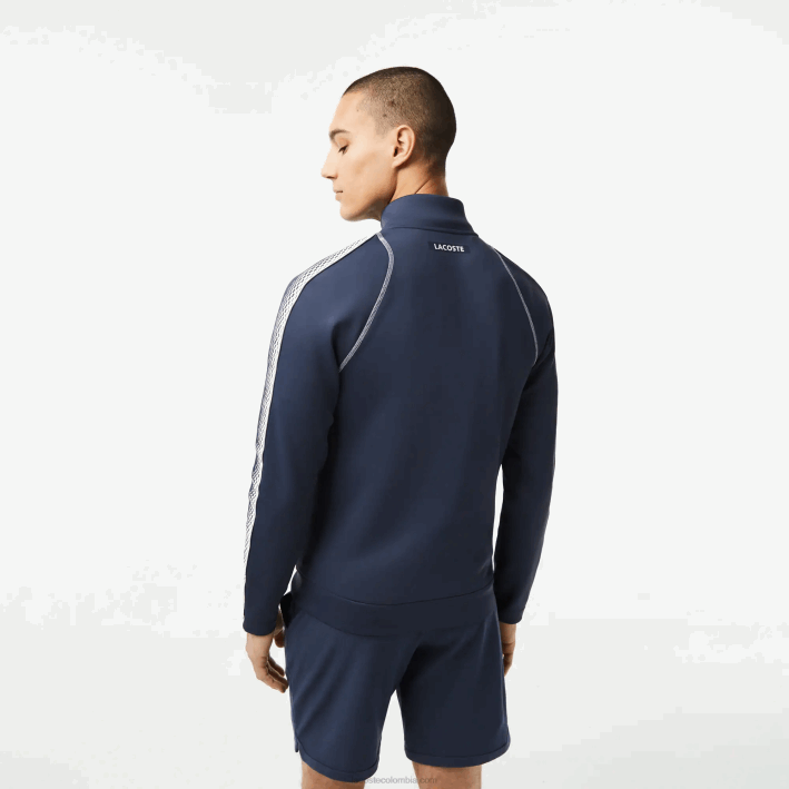hombres Lacoste 6F24312 azul blanco c9c tenis x daniil medvedev sudadera con cremallera