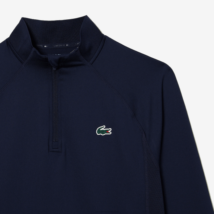 hombres Lacoste 6F24313 azul marino 423 sudadera de golf con cuello redondo insertado