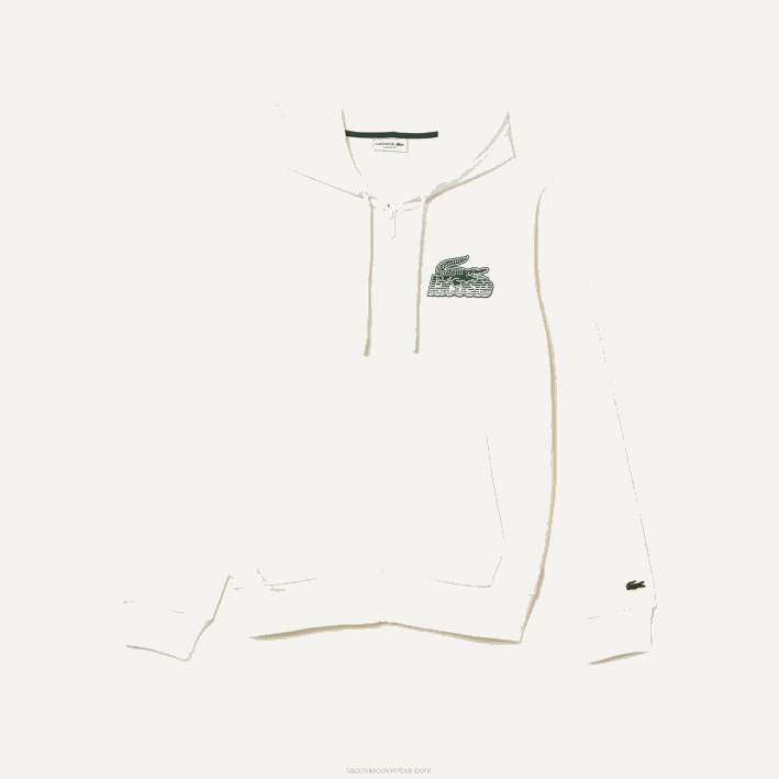 hombres Lacoste 6F24319 blanco 70v sudadera con capucha y cremallera sin cepillar