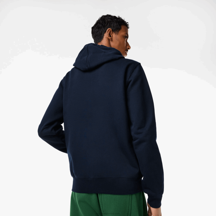 hombres Lacoste 6F24320 azul marino 166 sudadera con capucha y cremallera sin cepillar