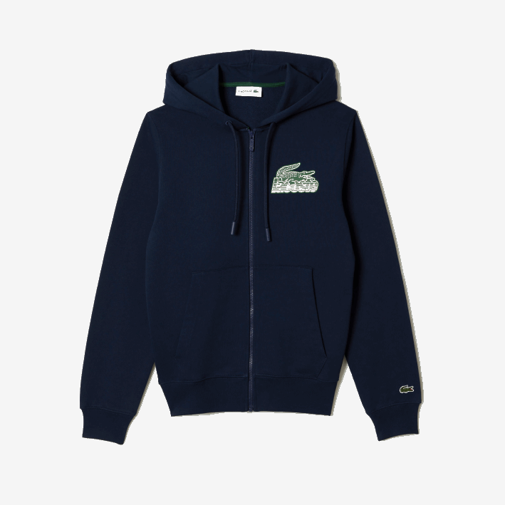 hombres Lacoste 6F24320 azul marino 166 sudadera con capucha y cremallera sin cepillar