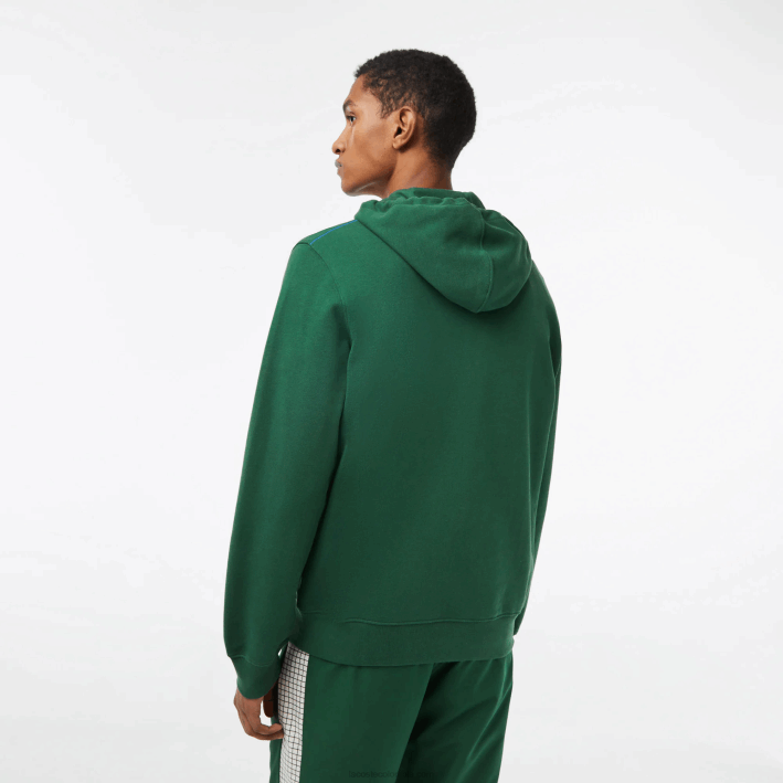 hombres Lacoste 6F24321 verde 132 sudadera con capucha y cremallera sin cepillar