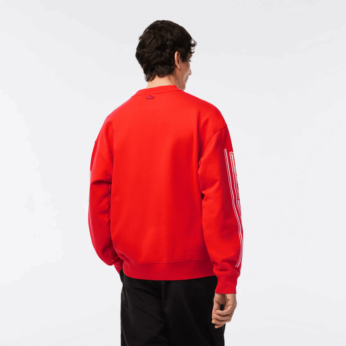 hombres Lacoste 6F24327 naranja 02k sudadera holgada de felpa de algodón