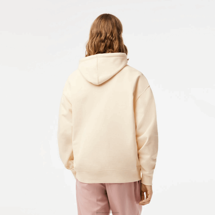 hombres Lacoste 6F24334 xfj blanco sudadera con capucha y corte holgado