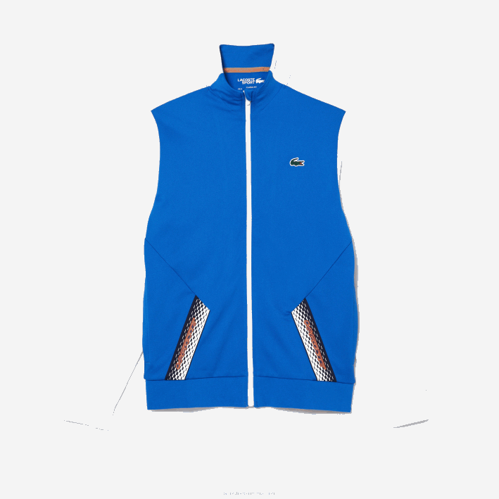 hombres Lacoste 6F24339 azul blanco azul ag1 sudadera tenis con cremallera