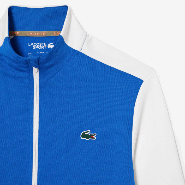 hombres Lacoste 6F24339 azul blanco azul ag1 sudadera tenis con cremallera