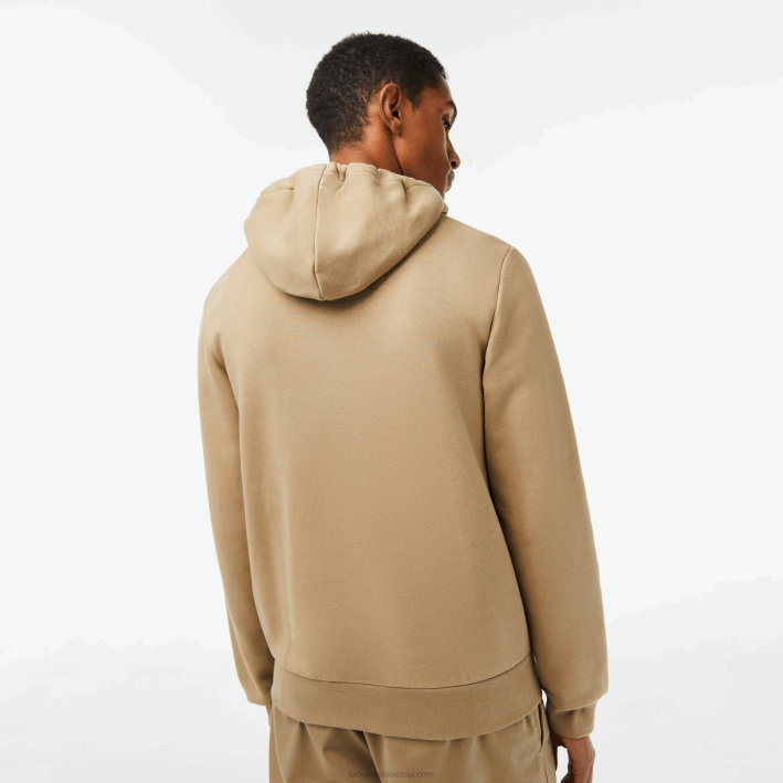 hombres Lacoste 6F24351 beige cb8 sudadera con cremallera y bolsillo canguro