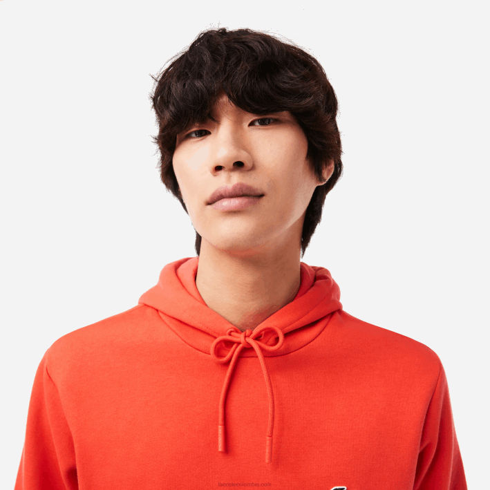 hombres Lacoste 6F24353 naranja 02k sudadera con capucha de algodón orgánico