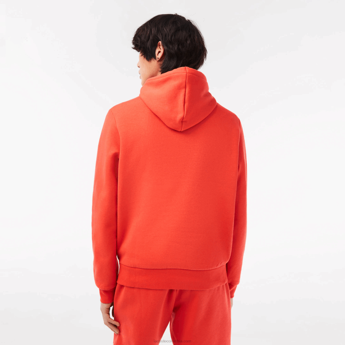 hombres Lacoste 6F24353 naranja 02k sudadera con capucha de algodón orgánico