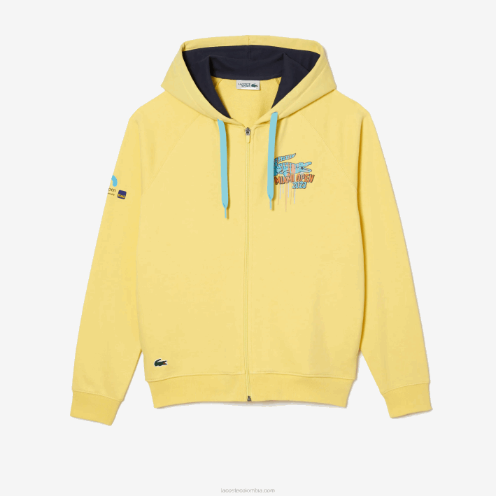 hombres Lacoste 6F24355 amarillo 107 sport miami sudadera con capucha edición abierta