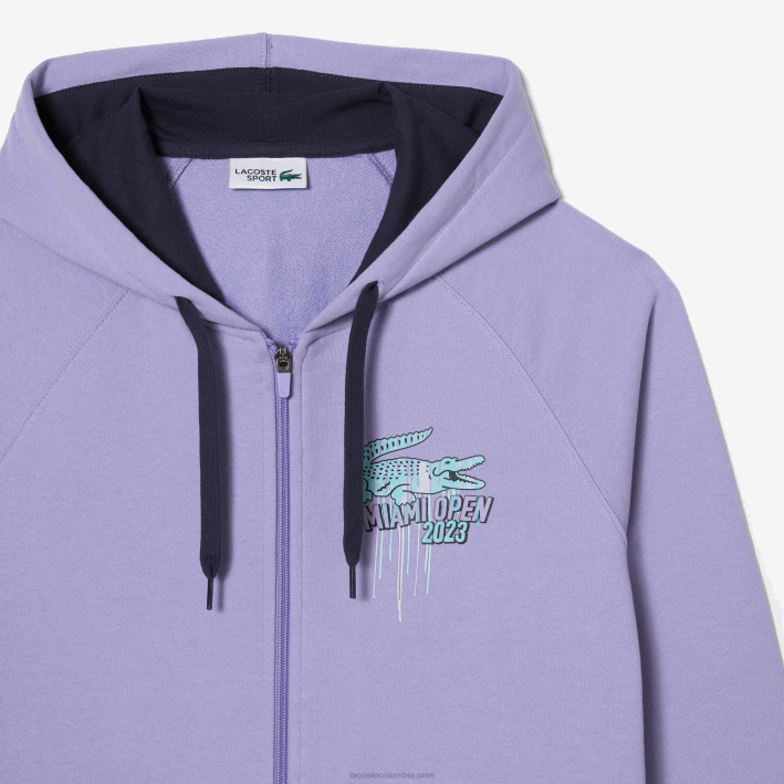hombres Lacoste 6F24356 púrpura 3k0 sport miami sudadera con capucha edición abierta