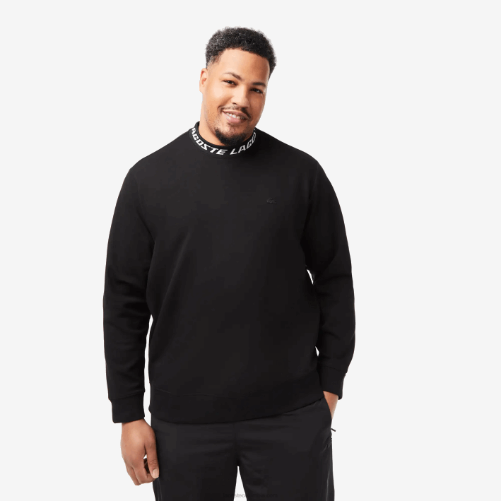 hombres Lacoste 6F24358 negro 031 sudadera con logo en el cuello